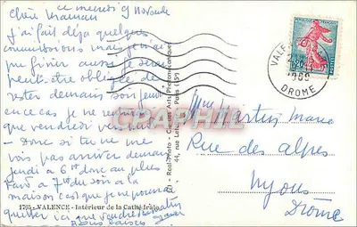 Widok wnętrza katedry w Valence — Real Photo - Cleves Arts Photographiques (5) - n°2 — Rewers