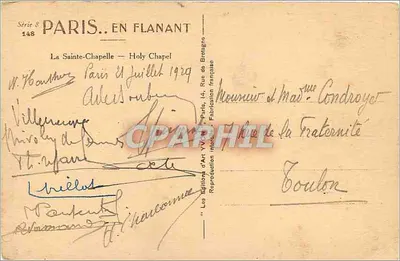 La Sainte-Chapelle — Paris — Éditions d'Art Yvon, Série 8 n°148 — Rewers