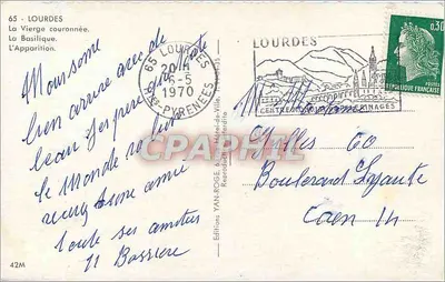 Lourdes — Panny Maria z koroną, Bazylika, Aparycja — Éditions YAN-ROGE — Rewers