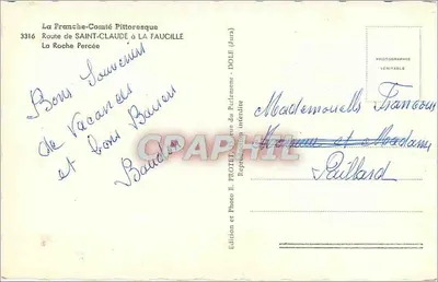 A Roche Percée — Estrada de Saint-Claude para La Faucille — Edição E. PROJET (Jura) — Verso