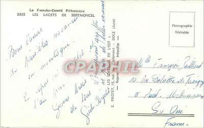 Os Lacets de Septmoncel — A Franche-Comté Pitoresca — Editor Les Éditeurs de l'Est, Dole — Verso