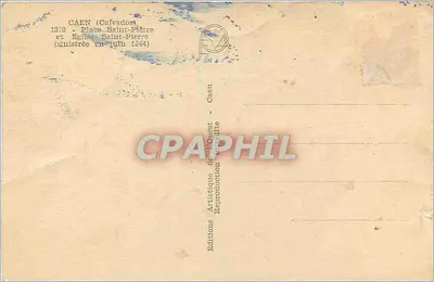 Caen — Katedra św. Piotra — zniszczona w lipcu 1944 — Éditions Artístienne d'Occident — Rewers