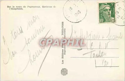 Widok z drogi do Puymorens — Obrzeża Hospitalet — Wydawnictwo Narbo, Toulouse — Rewers