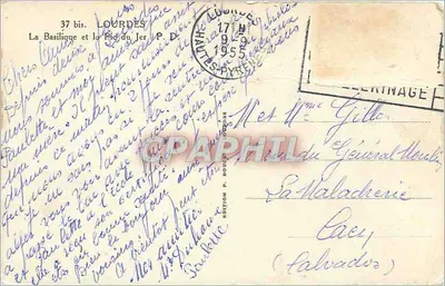 Lourdes — Bazylika i Pic du Jer — Wydawnictwo P. Douges — Rewers