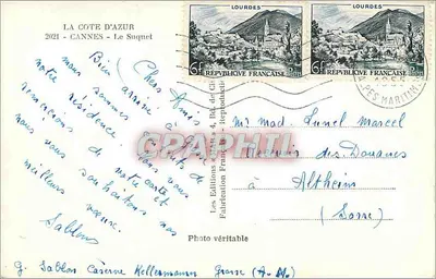 Le Suquet w Cannes — widok portu z palmierym — Les Éditions Françaises — Rewers