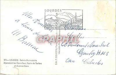 Monument do św. Bernadett — Lourdes — Wydawca P. Doucet & Place de Grenoble — Rewers