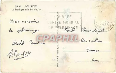 Lourdes — A Basílica e o Pic du Jer — Edição P. Doucet — Verso