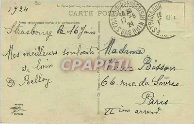 Strasburg — Gniazdo kruków — Wydawca: Ch. Berger, 66 rue de Sevres, Paris — Rewers