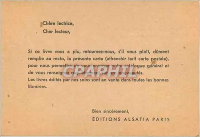 Edições Alsatia — Catálogo — Paris VIe — Verso