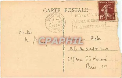 Bordeaux — Wieża Pey-Berland i statua anioła — A.G.A. nr 4542 — Rewers