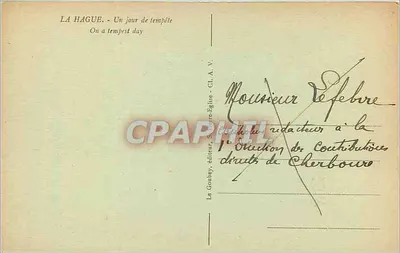 La Hague — Um dia de tempestade — Le Goubey, editor, CL A.V. — Verso
