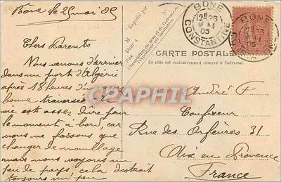 Bône — Le Quai Warnier — V.P. Paris, No. 10 — Verso