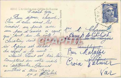 A Ardèche nos desfilades de Ruoms — Grenoble, editor P. Delas, n° 40060 — Verso