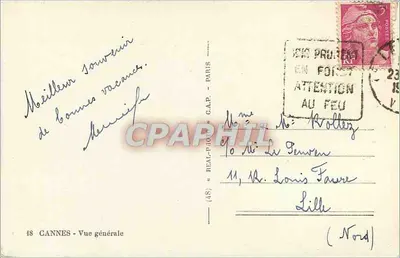 Cannes - Vista generale — Cartolina d'epoca n°48 — Verso