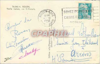 Rouen — Velha casa, rua St-Romain — Edição « La Cigogne » — Verso