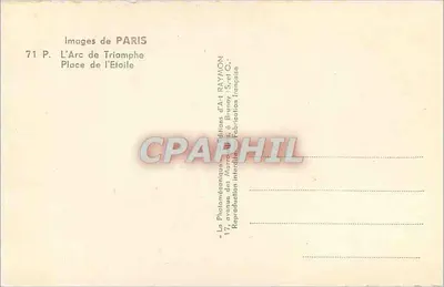Arc de Triomphe — Place de l'Étoile — Wydawnictwo Art RAYMON — Rewers