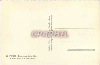 Paryż - Panorama miasta — Most Nowy i Najświętsza Anna — Wydawnictwo Cogniet, Paryż — Rewers