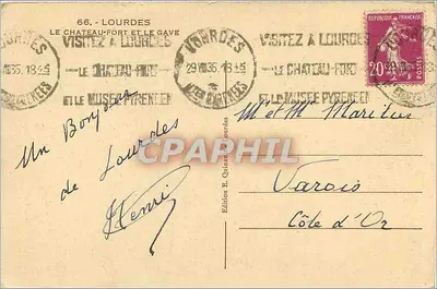 Lourdes — Le Château-Fort et le Gave — Édition E. Quinault — Rewers