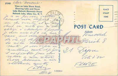 Widok na Lake Shore Road — Lake Mohonk Mountain House, Ulster Co., N.Y. — Wydane przez Griffin Co., N.Y. — Rewers