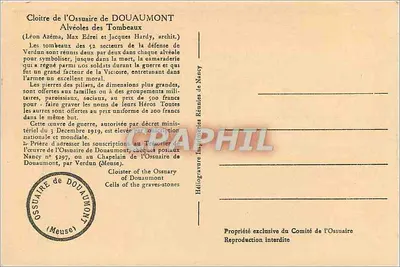 Ossuarium van Douaumont — Klooster van de Grafstenen — Héliogravure Réunies — Achterkant