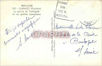 Camaret (Finistère) — A ponta do Toulinguet e suas grutas famosas — Edições d'Art JOS, Châteaulin — Verso