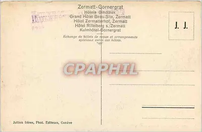 Zermatt — Lago Riffelsee e o Cervino — J.J. 9605 — Verso