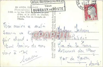 Luchtfoto van Parijs – Eiffeltoren, brug van Iéna en paleis van Chaillot – André Leconte, n°3.560 — Achterkant