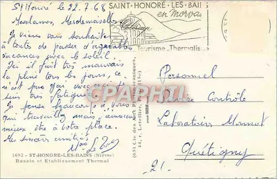 Saint-Honoré-les-Bains — Fonte e edifício termal — Cap — Verso