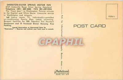 Hotel Sheraton-Silver Spring Motor Inn — Silver Spring, Maryland — editor Plastichrome — Verso