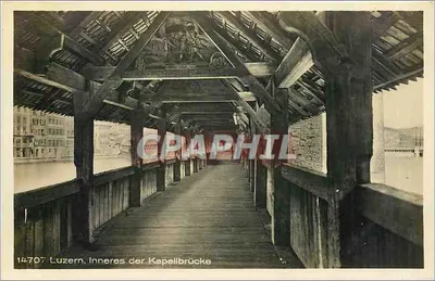 Luzern. Interior da Ponte da Capela — vista interior da ponte coberta — Wehrli Verlag, Kilchberg (Z'ch.)
