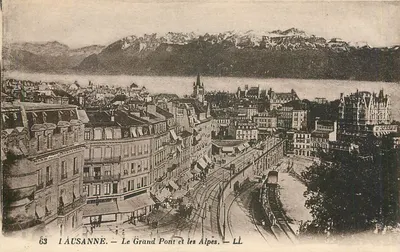 Lausana — O Grande Ponte e as Alpes — LL
