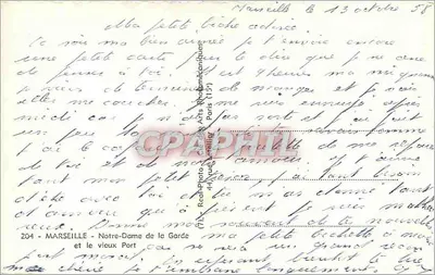 Marseille - Nossa Senhora da Guarda e o velho Porto — editor Arts Ricomécaniques, n° 204 — Verso