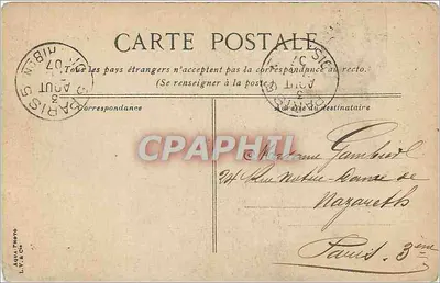 Vichy. Plac Victor Hugo — widok ulicy z handlami — wydawca L. V. & Cie — Rewers