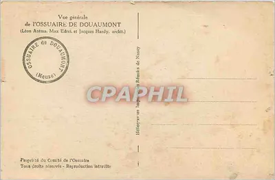 Ossuarium w Douaumont — Ogólny widok — Drukarnia Zjednoczona w Nancy — Rewers