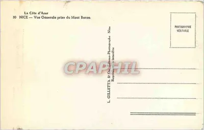 Nice — Ogólny widok z Wzgórza Boron — L. Gilletta & Cie, wydawca — Rewers
