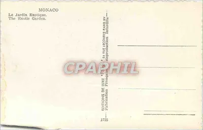 Mônaco — O Jardim Exótico — Éditions de Luxe Estel — Verso
