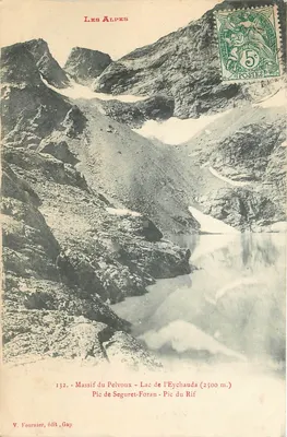 Massif do Pelvoux - Lago de l'Eychauda - Pic de Seguret-Foran - Pic do Rif (2500 m.) — V. Fournier, editor, Gap