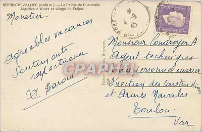 SERRE-CHEVALLIER (2.483 m.) — De Punta van Cucumelle, Aiguilles d'Arves en dorpje Fréjus — Uitgave Thomas, Briançon — Achterkant