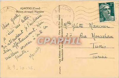 Ajaccio (Córsega) — Casa onde nasceu Napoleão — Les Éditions d'Art, Paris — Verso