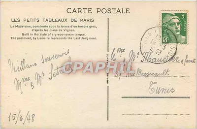 La Madeleine — Paryż — Małe obrazki Paryża — Rewers