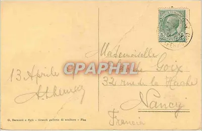 Pisa - O Batistério — editor G. Barsanti e figli, número de série não visível — Verso