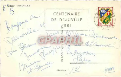 Deauville — Ricordo del Casinò, dell'Hotel Normandy, della spiaggia e del bacino dei yacht — G.WYBO, Archite — Verso