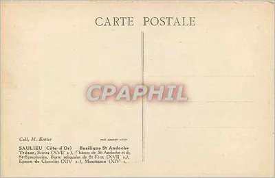 Saulieu (Côte-d'Or) — Basílica de São Andoche, tesouro e relicário — Coll. H. Enlier — Verso