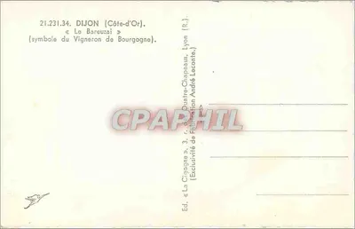 Dijon (Côte-d'Or) — « Le Bareuzai », símbolo do Enólogo da Borgonha — Edição La Cigogne, Lyon (R.) — Verso