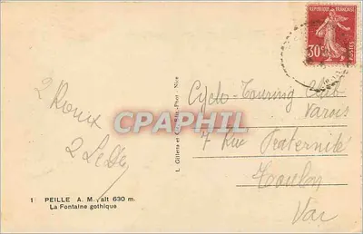 Fontaine gótica — Peille, França — L. Gillena et Cie, Nîce — Verso