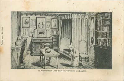 O Bem-aventurado Curá de Ars em oração em seu quarto — Vermu, fot. Ars (Ain)