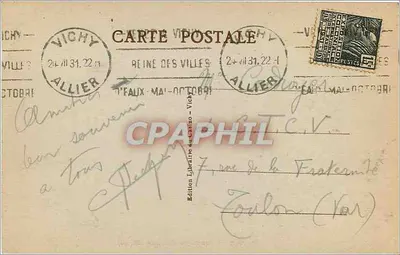Vichy — Źródło Célestynów, Wewnętrzna część — Wydawnictwo Librairie du Casino — Rewers