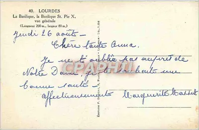 Lourdes — A Basílica São Pio X — vista geral — Editor Edlox — Verso
