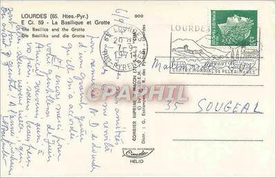 Lourdes (65) - A Basílica e a Gruta — Impressora Combié (77) S.&L. - G. Estrampes — Verso