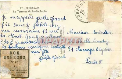 Terrasa ogrodu publicznego — Bordeaux — Wydawca Cogné, N° 27 — Rewers